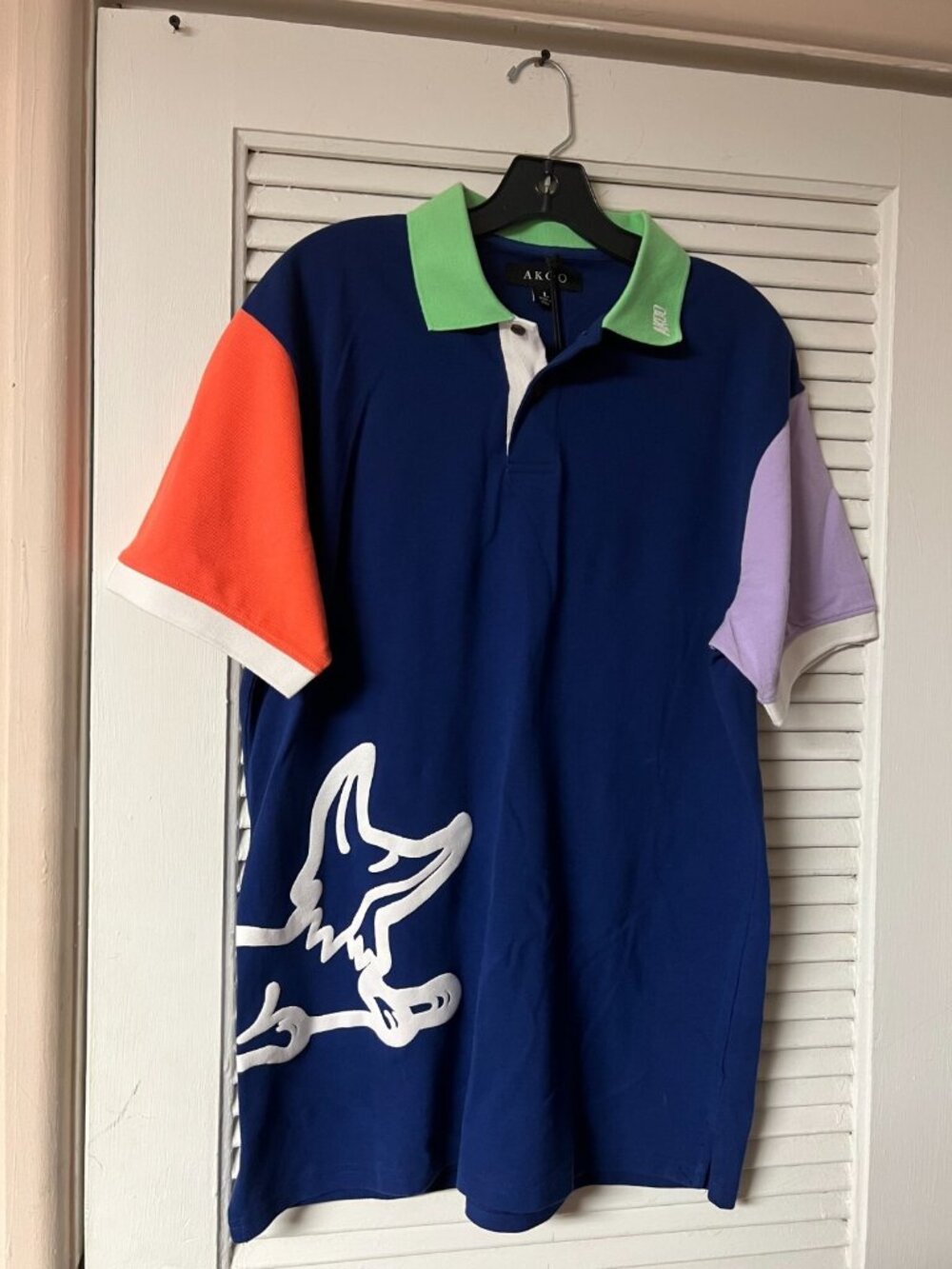 Men's Akoo Prism SS Polo Shirt Blue Depths Size Large